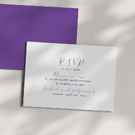Placa RSVP de Casamento Roxo Mínimo
