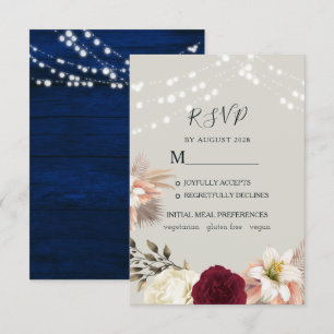 Placa RSVP de Casamento Rustic Floral Burgundy