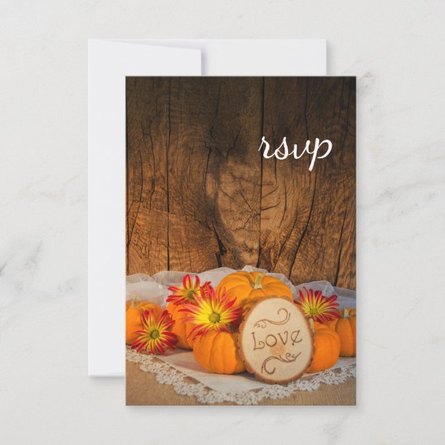 Placa RSVP de Casamento Rustic Pumpkins Fall Barn (Frente)