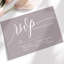 Placa RSVP de Casamento Simples de Script Dusty La