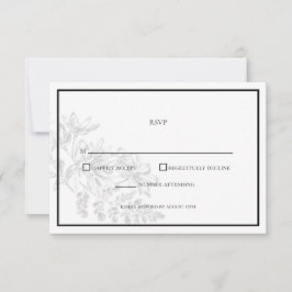 Placa RSVP de Casamento Simples Floral Branco Pret