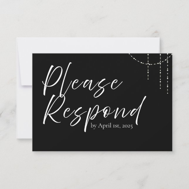 Placa RSVP de Casamento Simples Preto e Branco Mod (Frente)
