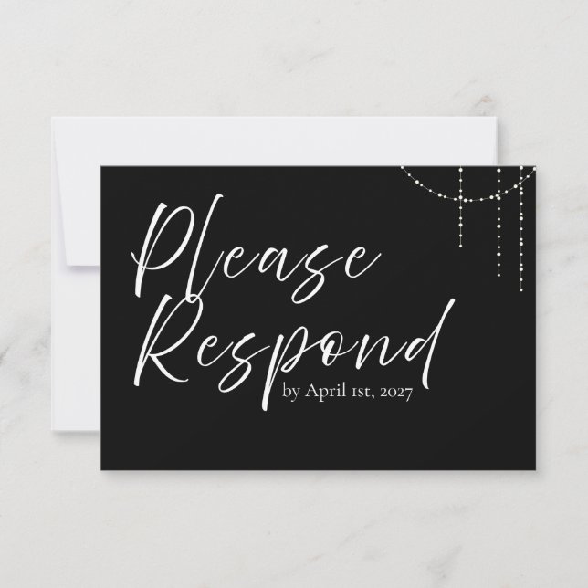 Placa RSVP de Casamento Simples Preto e Branco Mod (Frente)