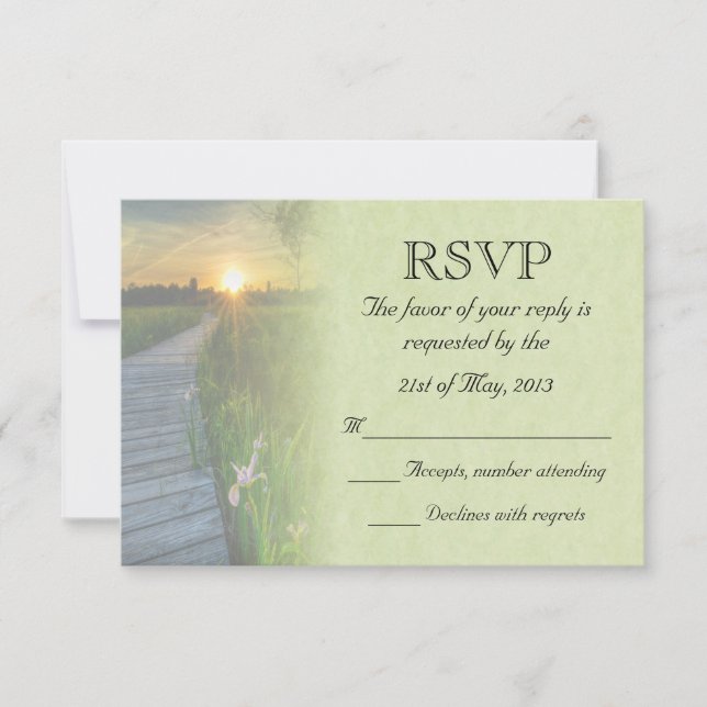 Placa RSVP de Casamento Sunset (Frente)