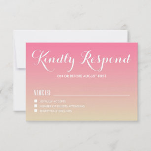 Placa RSVP de Casamento Sunset Gradient Cor-de-ros