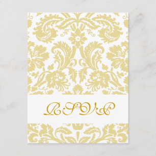 Placa RSVP de Casamento tema damasco de Creme Dour