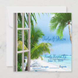 Placa RSVP de Casamento Tropical de Praia