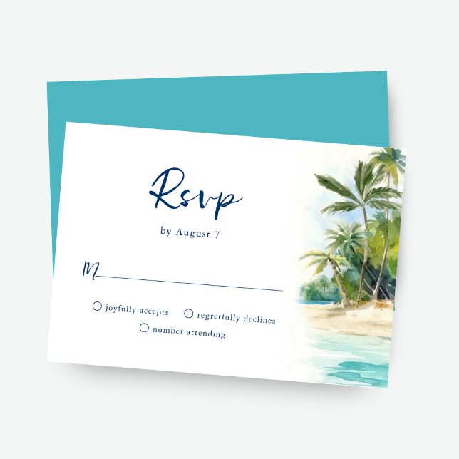 Placa RSVP de Casamento Tropical de Praia da Ilha  (Criador carregado)