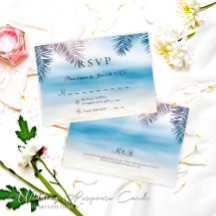 Placa RSVP de Casamento Tropical de Praia Tropical