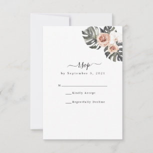 Placa RSVP de Casamento Tropical Floral & Palm Boh