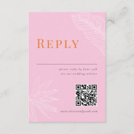 Placa RSVP de Casamento Tropical Moderna com códig