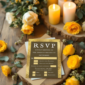Placa RSVP de Casamento vintage Castanho Dourado D