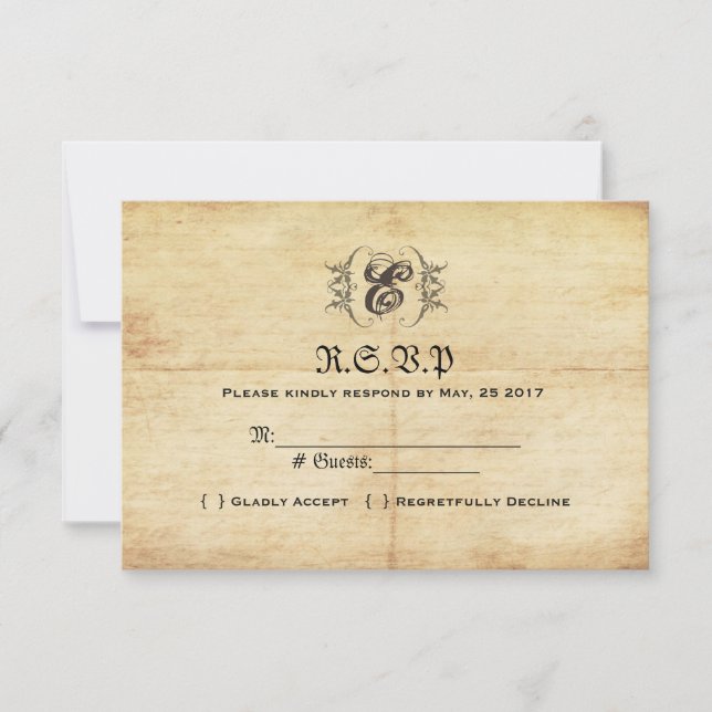 Placa RSVP de Casamento vintage Fairytale (Frente)