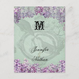 Placa RSVP de Casamento Vintage Lilacs Locket