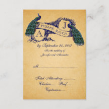 PLACA RSVP DE Casamento vintage Pavock | Azul