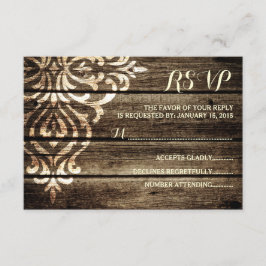 Placa RSVP de Casamento vintage RSVP de Damasco de