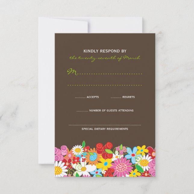 Placa RSVP de Casamento Whimsical do Jardim das Fl (Frente)