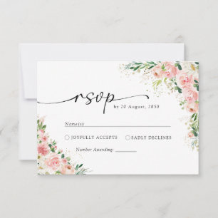 Placa RSVP de Cerimônia de Casamento Dourado Rosa