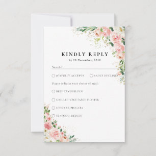 Placa RSVP de Cerimônia de Casamento Dourado Rosa