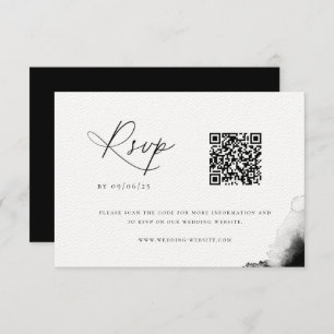 Placa RSVP de Código QR de Casamento de Cor Negra 