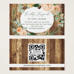 Placa RSVP de Código QR de Casamento Russo de Boho