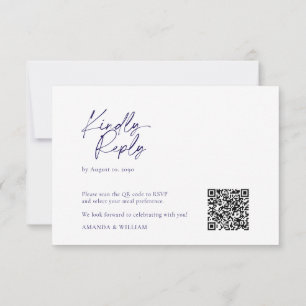 Placa RSVP de Código QR de Código QR Azul Elegante