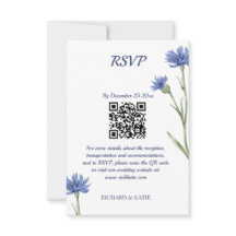Placa RSVP de Código QR de Na moda de de cor azul