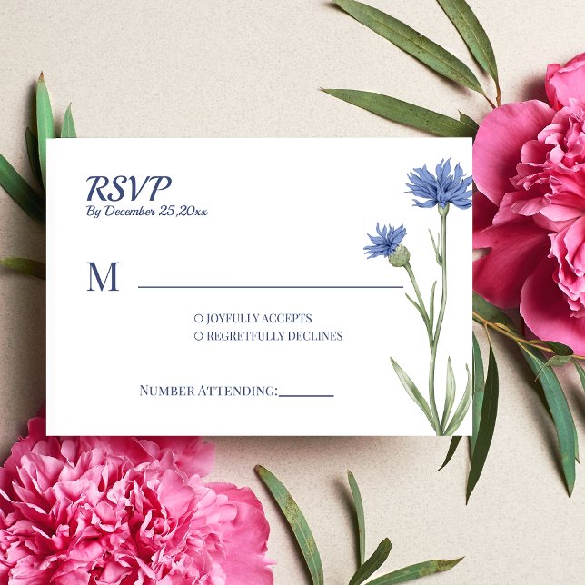 Placa RSVP de Código QR de Na moda de de cor azul  (Criador carregado)
