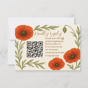 Placa RSVP de Código QR de Reverso Poppy