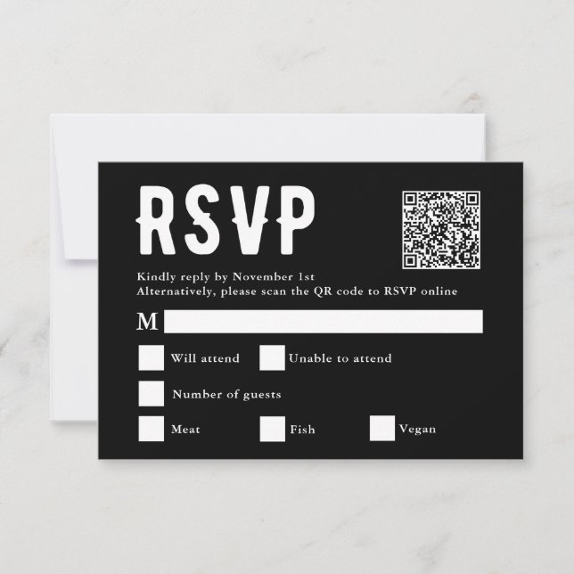 Placa RSVP de Código Qr de Verificação de Seleção  (Frente)