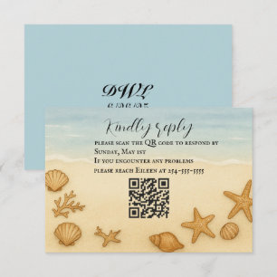 Placa RSVP de Código QR do Serenade Seashell