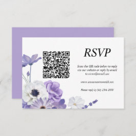 Placa RSVP de Código QR Floral Roxo