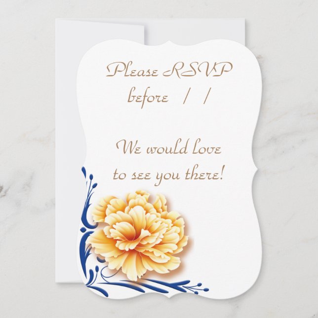 Placa RSVP de Conjunto de Casamento Brilhante Flor (Frente)