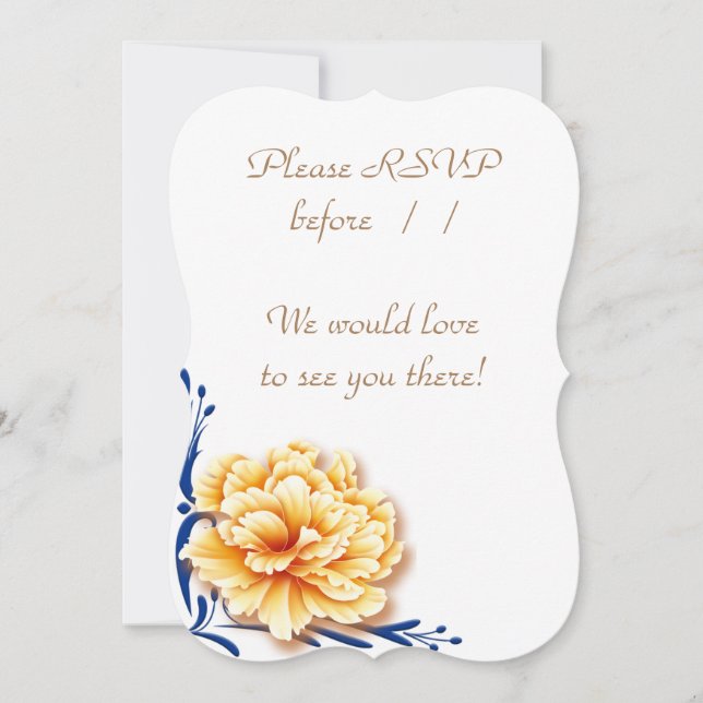 Placa RSVP de Conjunto de Casamento Brilhante Flor (Frente)