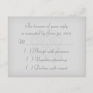 Placa RSVP de Convite para Casamento Celta do cinz