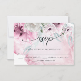 Placa RSVP de Cópias Rosa Floral Floral Elegante