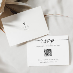 Placa RSVP de Coração de Código QR de Casamento Mo