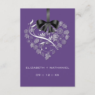 Placa RSVP de Coração Sem Fio - ameixa