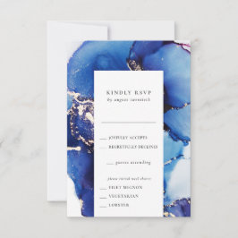 Placa RSVP de Cores Aquáticas com Opções de Refeiç