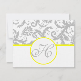 Placa RSVP de Damas Amarelas e Cinzas - Texto no l