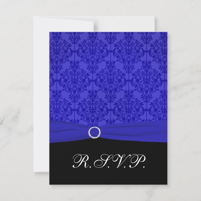 Placa RSVP de Damasco Azul e Preto (Frente)