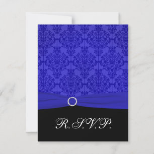 Placa RSVP de Damasco Azul e Preto