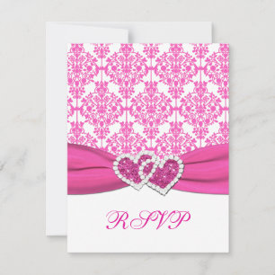 Placa RSVP de Damasco Rosa e Branco - NÃO PARA SQs
