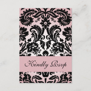 Placa RSVP de Damasco Rosa para Convite de casamen
