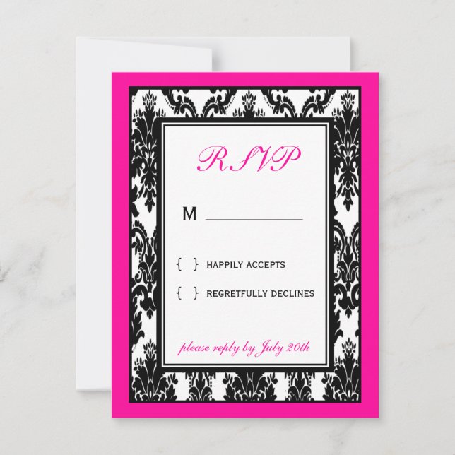 Placa RSVP de Damasco Rosa Preto (Frente)