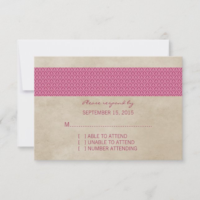 Placa RSVP de Damasco Russo Rosa (Frente)