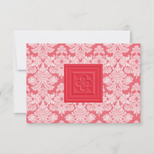 Placa RSVP de Damasco Vermelho com Cruz ou Quatref