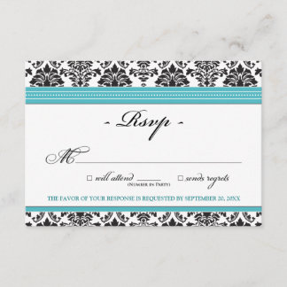 Placa RSVP de Damask Elegante (aqua)