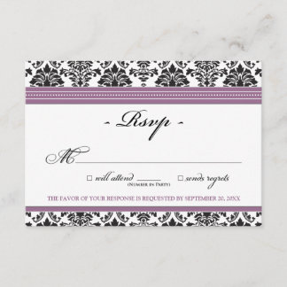 Placa RSVP de Damask Elegante (lavanda)