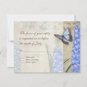 Placa RSVP de Dragonfly Butterfly Delphinium n Pop